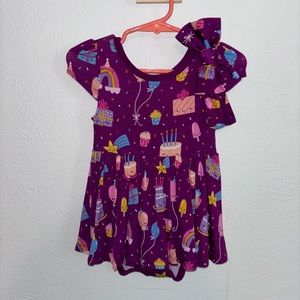Little Sleepies Purple Birthday Wishes Twirl Dress w Bodysuit